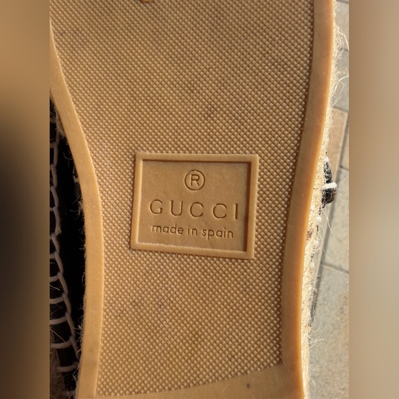 Gucci Black Leather Espadrilles with Gold Accents - Picture 8 of 9